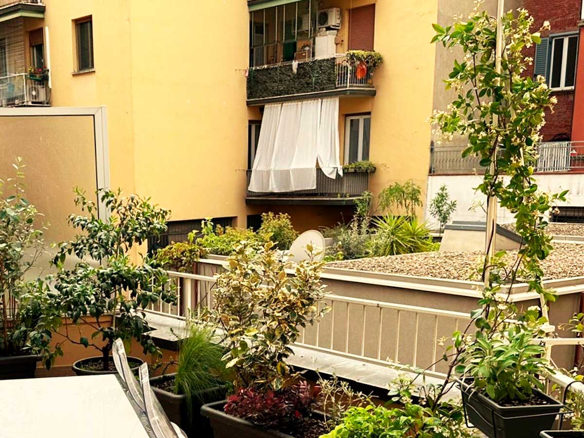 Terrazzo in centro storico a Bologna - Progettazione di esterni - Senape Vivaio Urbano